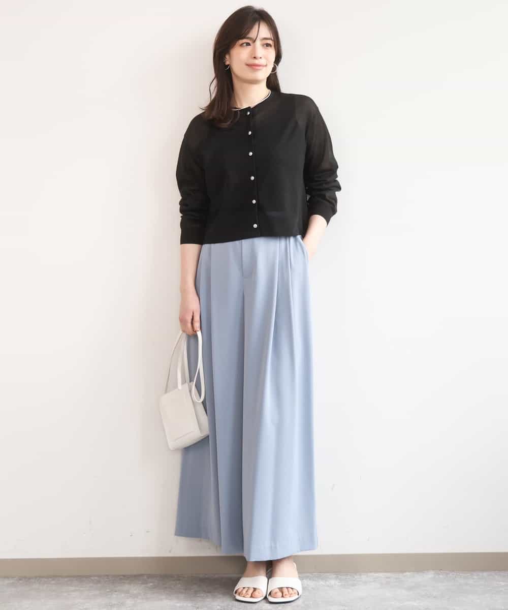 FILGD22090 OFUON le MK(オフオン　ル　エムケー) ストレッチ2タックワイドパンツ/UVカット/接触冷感/洗濯機で洗える/セットアップ可 ライトブルー