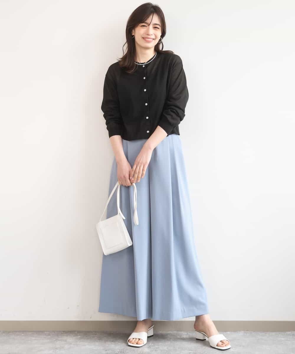 FILGD22090 OFUON le MK(オフオン　ル　エムケー) ストレッチ2タックワイドパンツ/UVカット/接触冷感/洗濯機で洗える/セットアップ可 ライトブルー