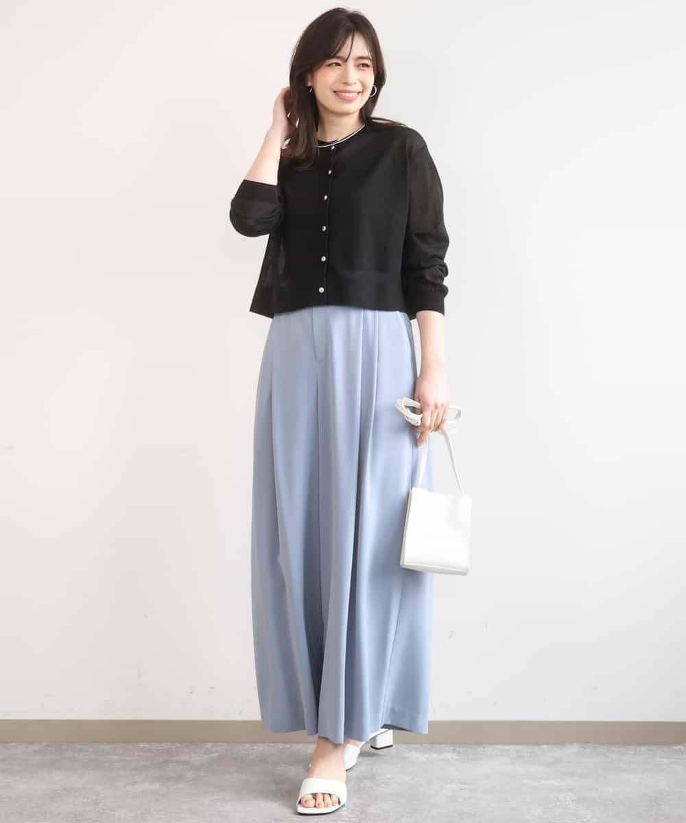 FILGD22090 OFUON le MK(オフオン　ル　エムケー) ストレッチ2タックワイドパンツ/UVカット/接触冷感/洗濯機で洗える/セットアップ可 ライトブルー