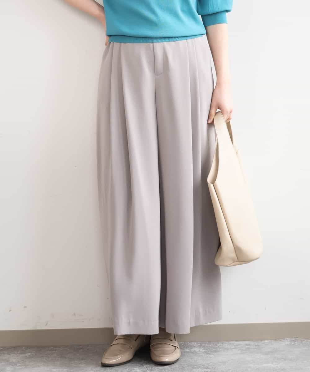 FILGD22090 OFUON le MK(オフオン　ル　エムケー) ストレッチ2タックワイドパンツ/UVカット/接触冷感/洗濯機で洗える/セットアップ可 ライトブルー