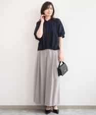 FILGD22090 OFUON le MK(オフオン　ル　エムケー) ストレッチ2タックワイドパンツ/UVカット/接触冷感/洗濯機で洗える/セットアップ可 ライトブルー