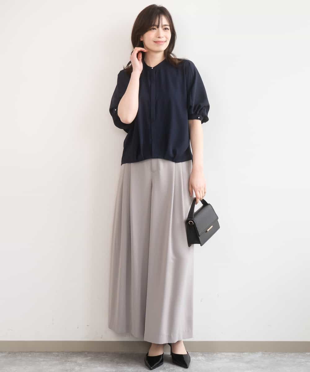 FILGD22090 OFUON le MK(オフオン　ル　エムケー) ストレッチ2タックワイドパンツ/UVカット/接触冷感/洗濯機で洗える/セットアップ可 ライトブルー