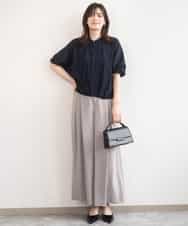 FILGD22090 OFUON le MK(オフオン　ル　エムケー) ストレッチ2タックワイドパンツ/UVカット/接触冷感/洗濯機で洗える/セットアップ可 ライトブルー