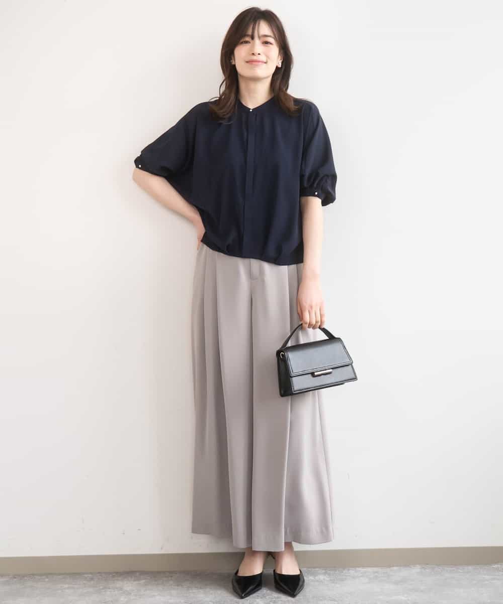 FILGD22090 OFUON le MK(オフオン　ル　エムケー) ストレッチ2タックワイドパンツ/UVカット/接触冷感/洗濯機で洗える/セットアップ可 ライトブルー