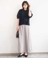 FILGD22090 OFUON le MK(オフオン　ル　エムケー) ストレッチ2タックワイドパンツ/UVカット/接触冷感/洗濯機で洗える/セットアップ可 ライトブルー