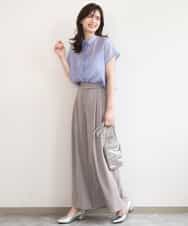 FILGD22090 OFUON le MK(オフオン　ル　エムケー) ストレッチ2タックワイドパンツ/UVカット/接触冷感/洗濯機で洗える/セットアップ可 ライトブルー