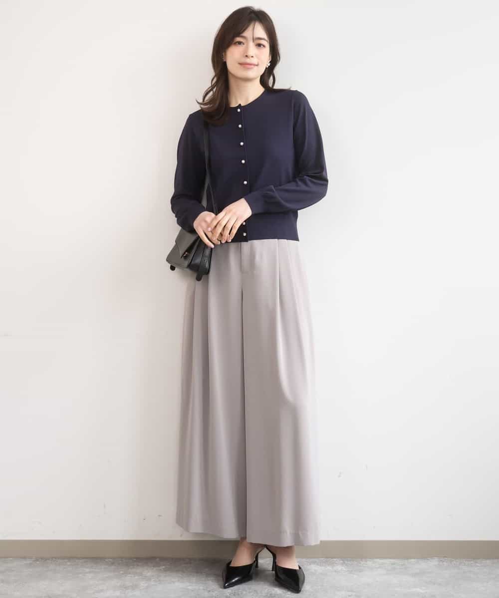 FILGD22090 OFUON le MK(オフオン　ル　エムケー) ストレッチ2タックワイドパンツ/UVカット/接触冷感/洗濯機で洗える/セットアップ可 ライトブルー