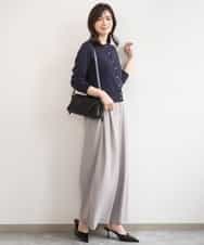 FILGD22090 OFUON le MK(オフオン　ル　エムケー) ストレッチ2タックワイドパンツ/UVカット/接触冷感/洗濯機で洗える/セットアップ可 ライトブルー