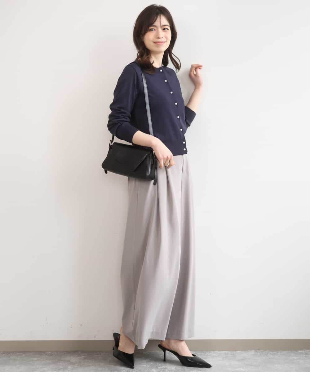 FILGD22090 OFUON le MK(オフオン　ル　エムケー) ストレッチ2タックワイドパンツ/UVカット/接触冷感/洗濯機で洗える/セットアップ可 ライトブルー