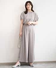 FILGD22090 OFUON le MK(オフオン　ル　エムケー) ストレッチ2タックワイドパンツ/UVカット/接触冷感/洗濯機で洗える/セットアップ可 ライトブルー