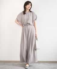 FILGD22090 OFUON le MK(オフオン　ル　エムケー) ストレッチ2タックワイドパンツ/UVカット/接触冷感/洗濯機で洗える/セットアップ可 ライトブルー