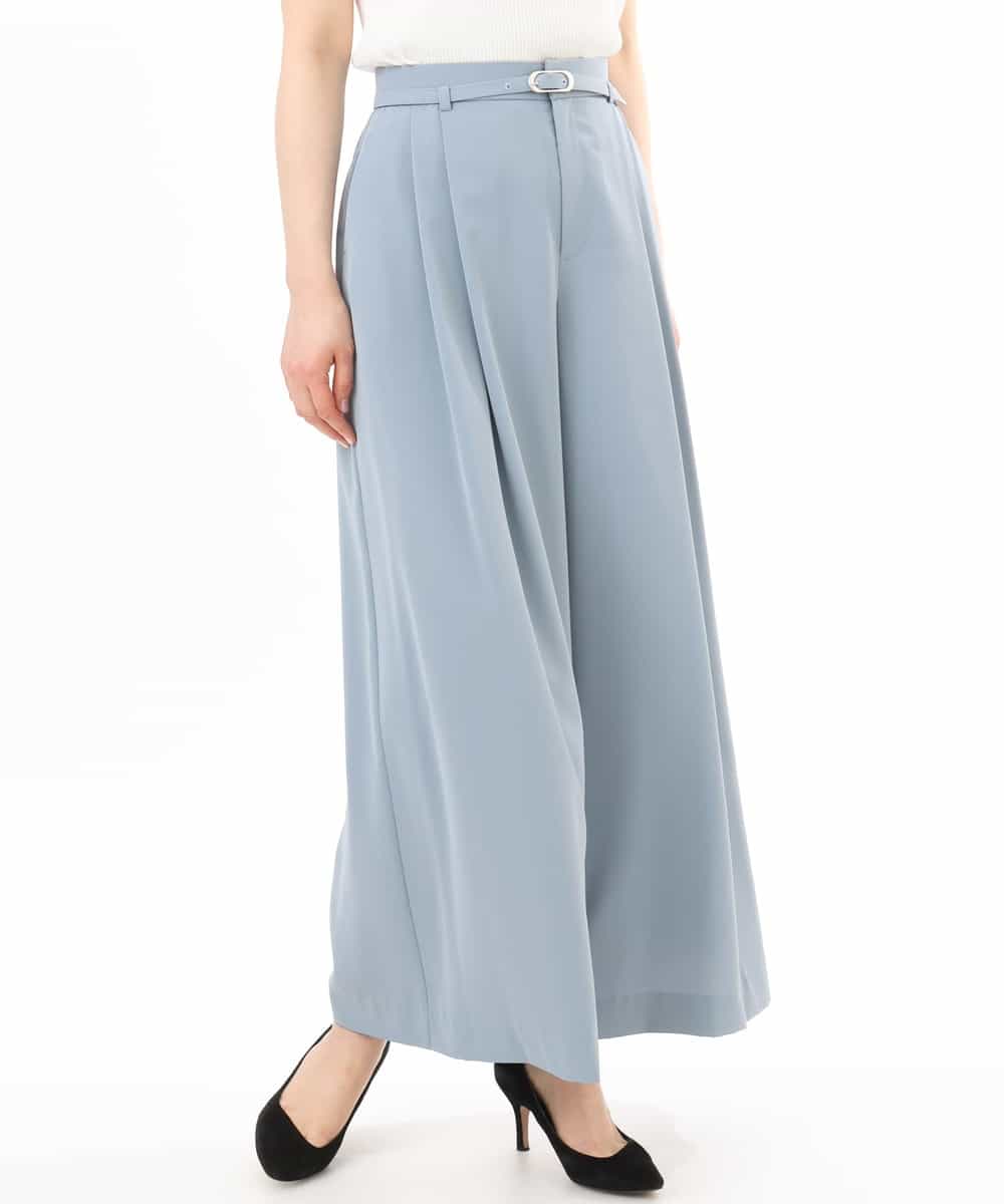 FILGD22090 OFUON le MK(オフオン　ル　エムケー) ストレッチ2タックワイドパンツ/UVカット/接触冷感/洗濯機で洗える/セットアップ可 ライトブルー