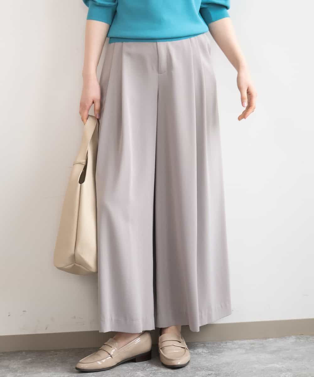 FILGD22090 OFUON le MK(オフオン　ル　エムケー) ストレッチ2タックワイドパンツ/UVカット/接触冷感/洗濯機で洗える/セットアップ可 モカベージュ