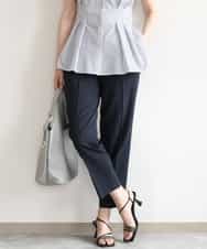 FILGD24090 OFUON le MK(オフオン　ル　エムケー) プルオンストレッチテーパードパンツ/洗濯機で洗える ネイビー