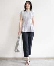 FILGD24090 OFUON le MK(オフオン　ル　エムケー) プルオンストレッチテーパードパンツ/洗濯機で洗える ネイビー