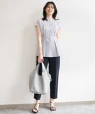 FILGD24090 OFUON le MK(オフオン　ル　エムケー) プルオンストレッチテーパードパンツ/洗濯機で洗える ネイビー