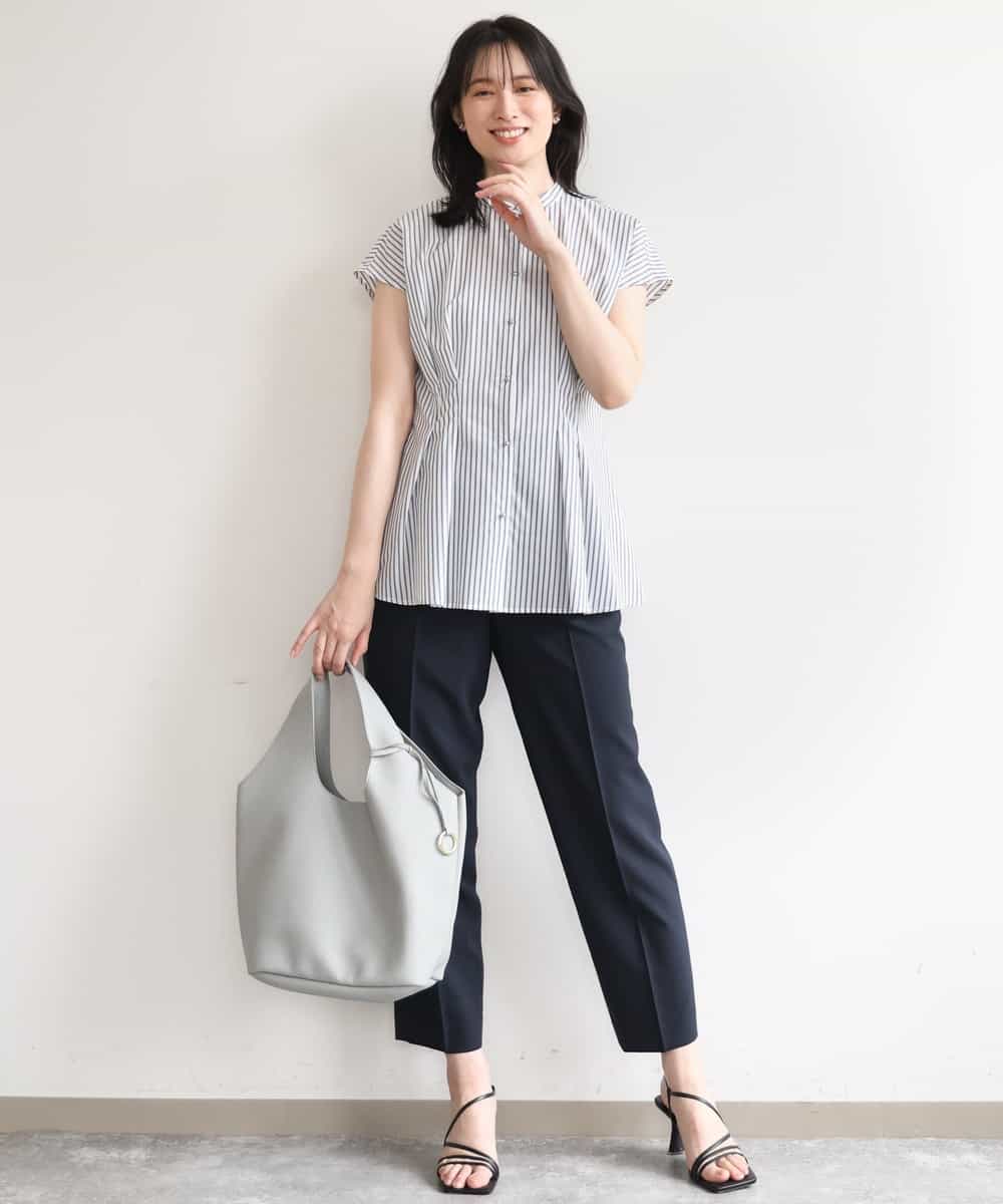 FILGD24090 OFUON le MK(オフオン　ル　エムケー) プルオンストレッチテーパードパンツ/洗濯機で洗える ネイビー