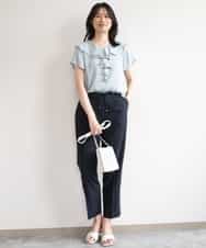 FILGD24090 OFUON le MK(オフオン　ル　エムケー) プルオンストレッチテーパードパンツ/洗濯機で洗える ネイビー