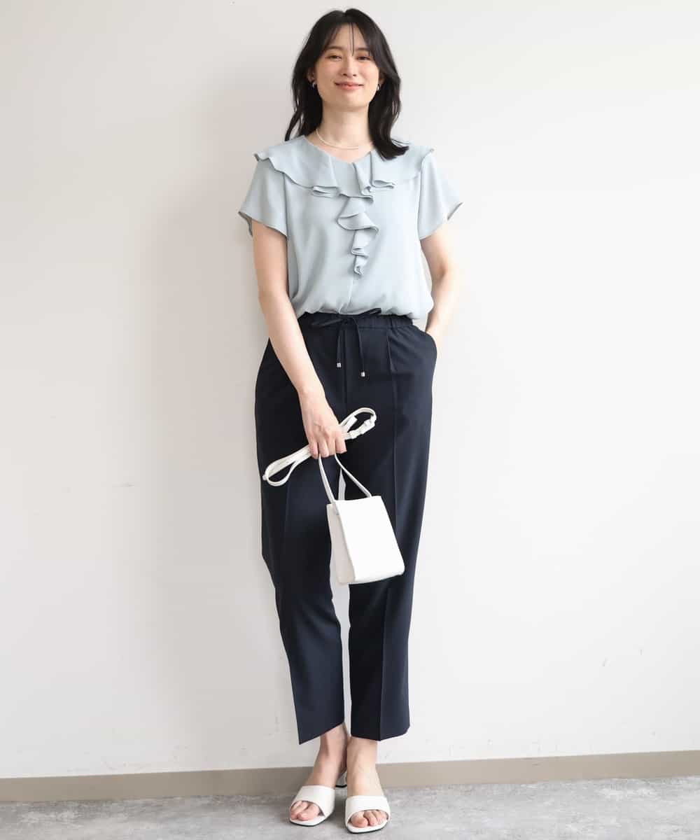 FILGD24090 OFUON le MK(オフオン　ル　エムケー) プルオンストレッチテーパードパンツ/洗濯機で洗える ネイビー