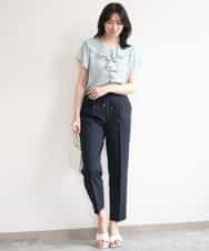 FILGD24090 OFUON le MK(オフオン　ル　エムケー) プルオンストレッチテーパードパンツ/洗濯機で洗える ネイビー