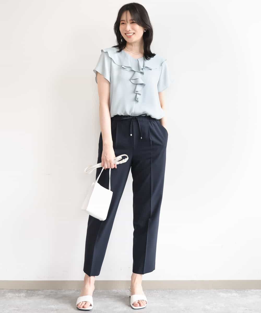 FILGD24090 OFUON le MK(オフオン　ル　エムケー) プルオンストレッチテーパードパンツ/洗濯機で洗える ネイビー