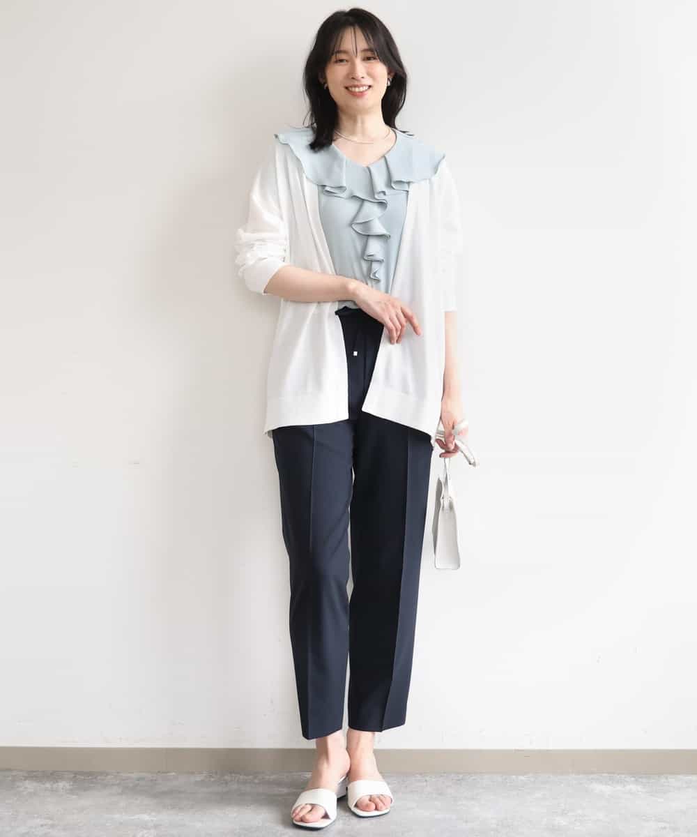 FILGD24090 OFUON le MK(オフオン　ル　エムケー) プルオンストレッチテーパードパンツ/洗濯機で洗える ネイビー