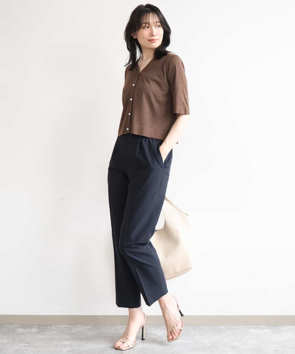 FILGD24090 OFUON le MK(オフオン　ル　エムケー) プルオンストレッチテーパードパンツ/洗濯機で洗える ネイビー