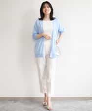 FILGD24090 OFUON le MK(オフオン　ル　エムケー) プルオンストレッチテーパードパンツ/洗濯機で洗える ネイビー