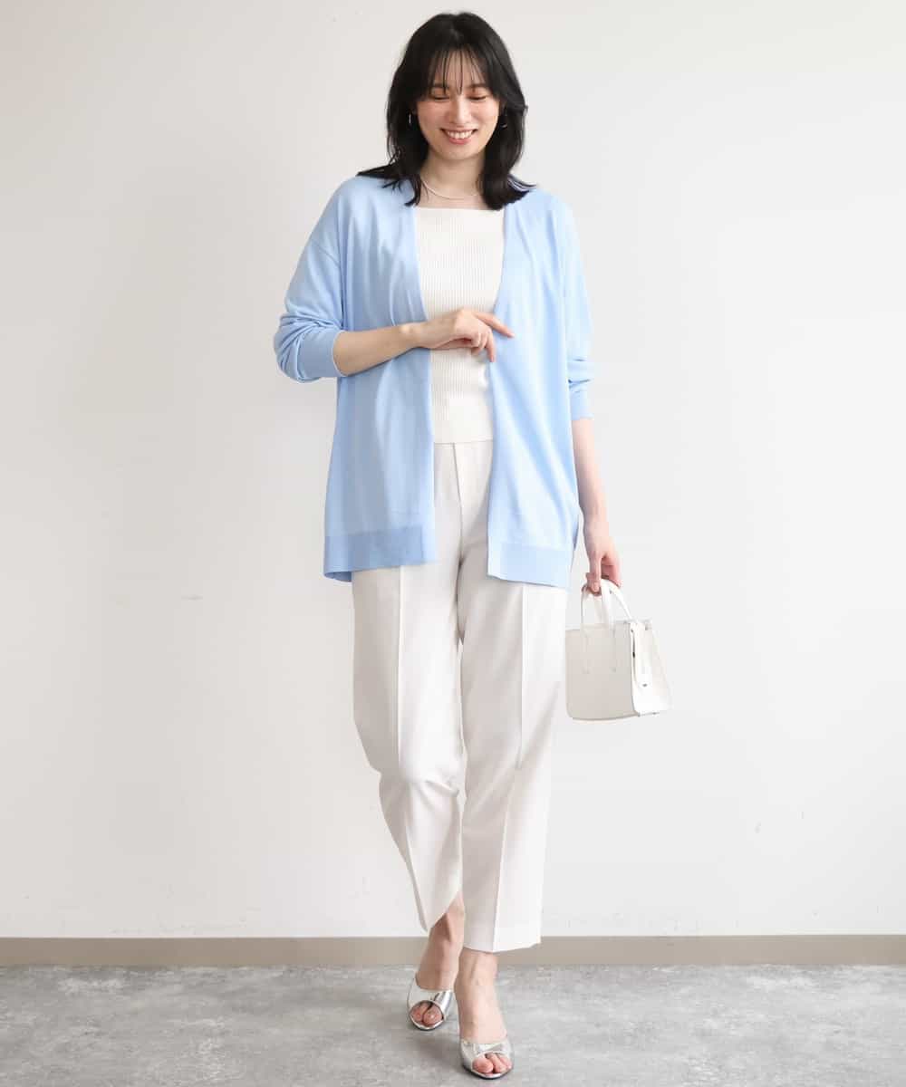 FILGD24090 OFUON le MK(オフオン　ル　エムケー) プルオンストレッチテーパードパンツ/洗濯機で洗える ネイビー