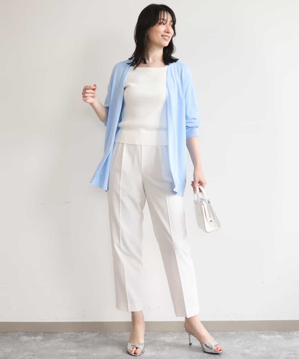 FILGD24090 OFUON le MK(オフオン　ル　エムケー) プルオンストレッチテーパードパンツ/洗濯機で洗える ネイビー