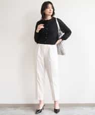 FILGD24090 OFUON le MK(オフオン　ル　エムケー) プルオンストレッチテーパードパンツ/洗濯機で洗える ネイビー