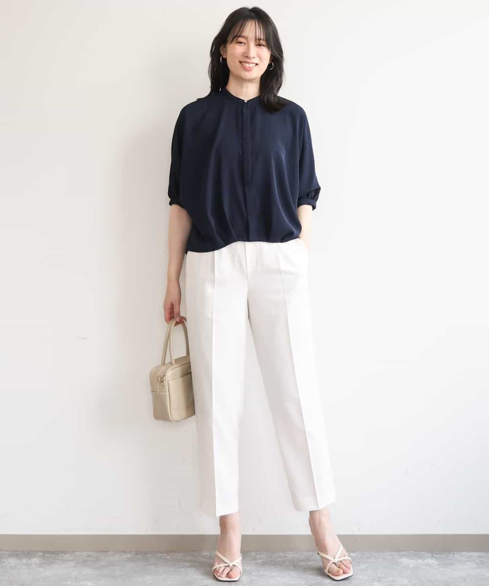 FILGD24090 OFUON le MK(オフオン　ル　エムケー) プルオンストレッチテーパードパンツ/洗濯機で洗える ネイビー