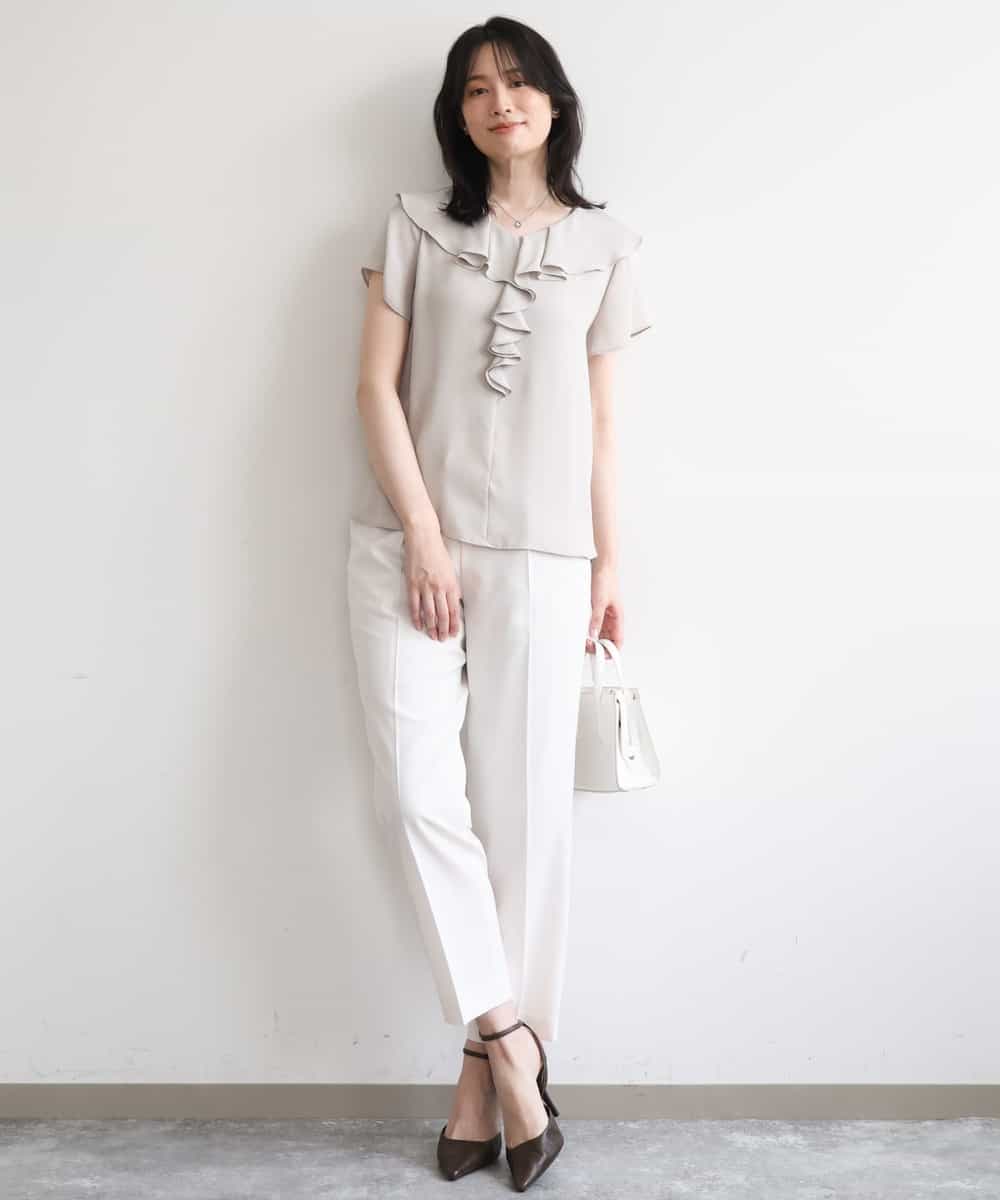 FILGD24090 OFUON le MK(オフオン　ル　エムケー) プルオンストレッチテーパードパンツ/洗濯機で洗える ネイビー