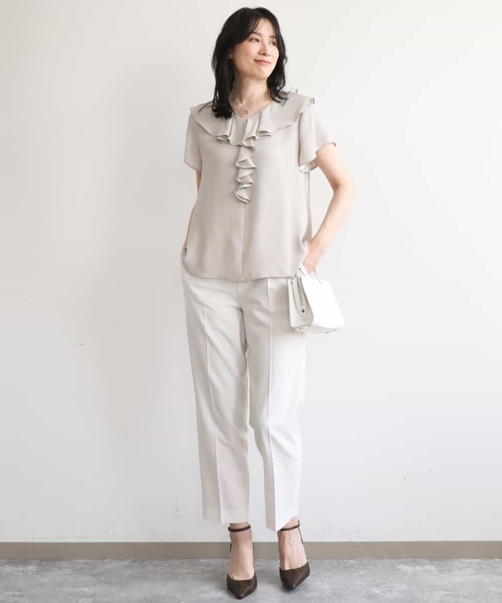 FILGD24090 OFUON le MK(オフオン　ル　エムケー) プルオンストレッチテーパードパンツ/洗濯機で洗える ネイビー