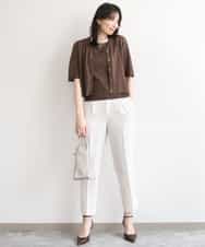 FILGD24090 OFUON le MK(オフオン　ル　エムケー) プルオンストレッチテーパードパンツ/洗濯機で洗える ネイビー