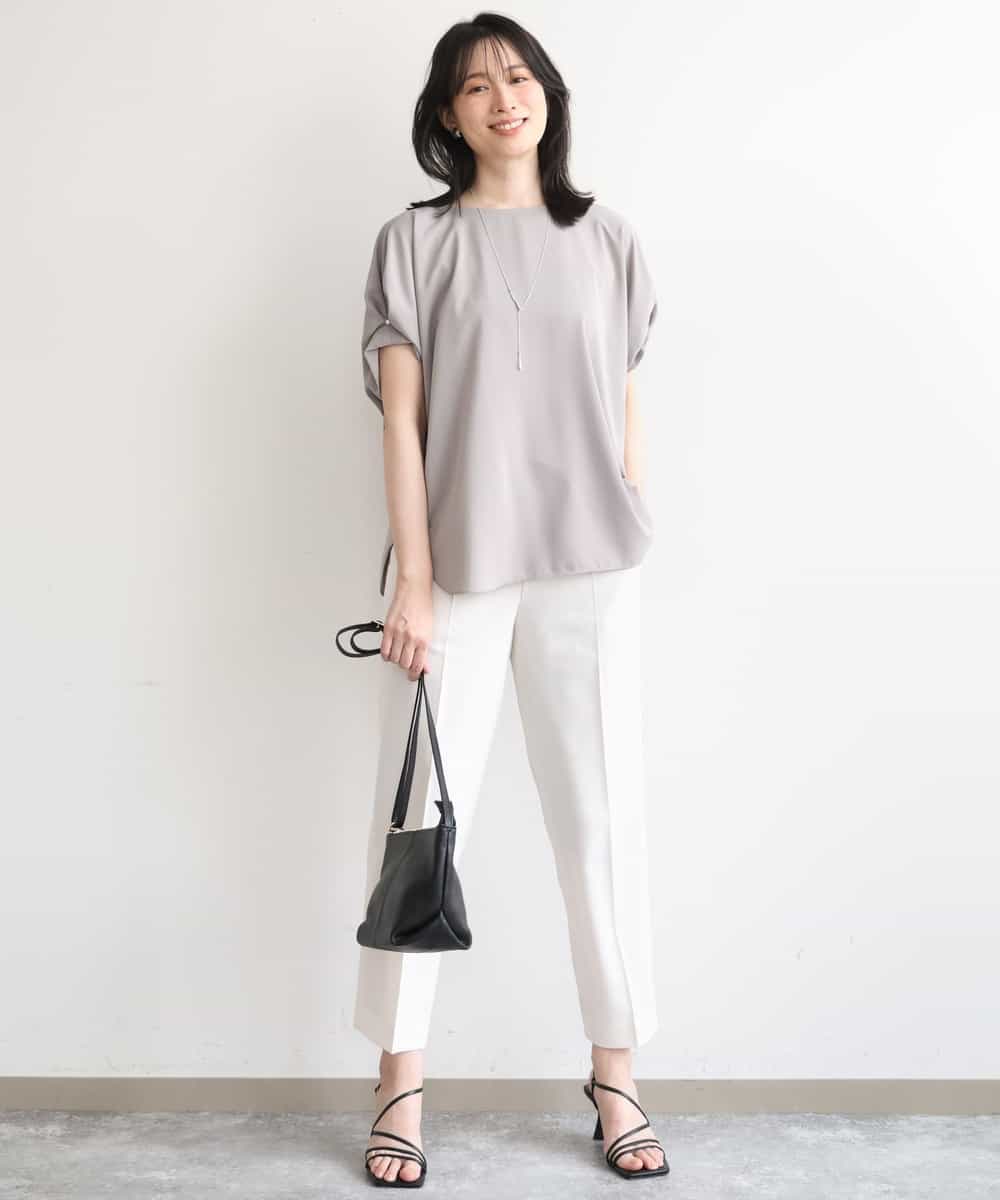 FILGD24090 OFUON le MK(オフオン　ル　エムケー) プルオンストレッチテーパードパンツ/洗濯機で洗える ネイビー