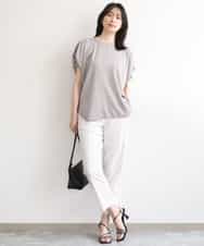 FILGD24090 OFUON le MK(オフオン　ル　エムケー) プルオンストレッチテーパードパンツ/洗濯機で洗える ネイビー