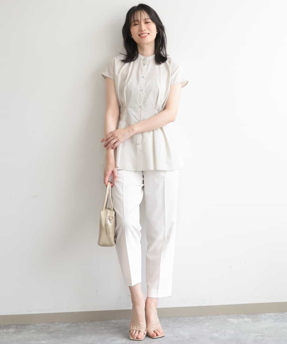 FILGD24090 OFUON le MK(オフオン　ル　エムケー) プルオンストレッチテーパードパンツ/洗濯機で洗える ネイビー