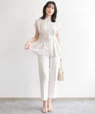 FILGD24090 OFUON le MK(オフオン　ル　エムケー) プルオンストレッチテーパードパンツ/洗濯機で洗える ネイビー