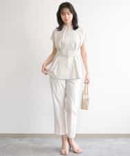 FILGD24090 OFUON le MK(オフオン　ル　エムケー) プルオンストレッチテーパードパンツ/洗濯機で洗える ネイビー