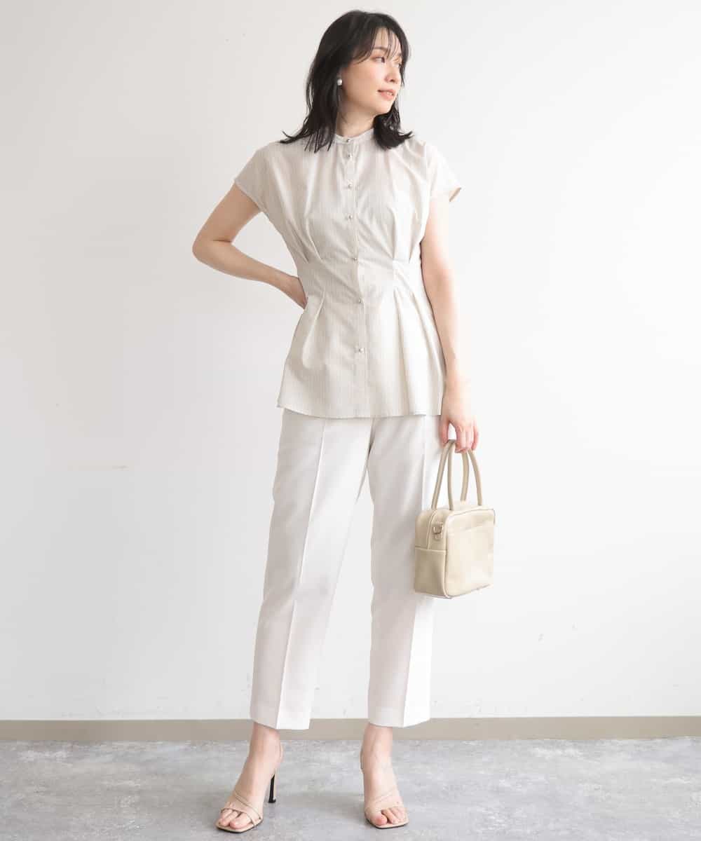 FILGD24090 OFUON le MK(オフオン　ル　エムケー) プルオンストレッチテーパードパンツ/洗濯機で洗える ネイビー