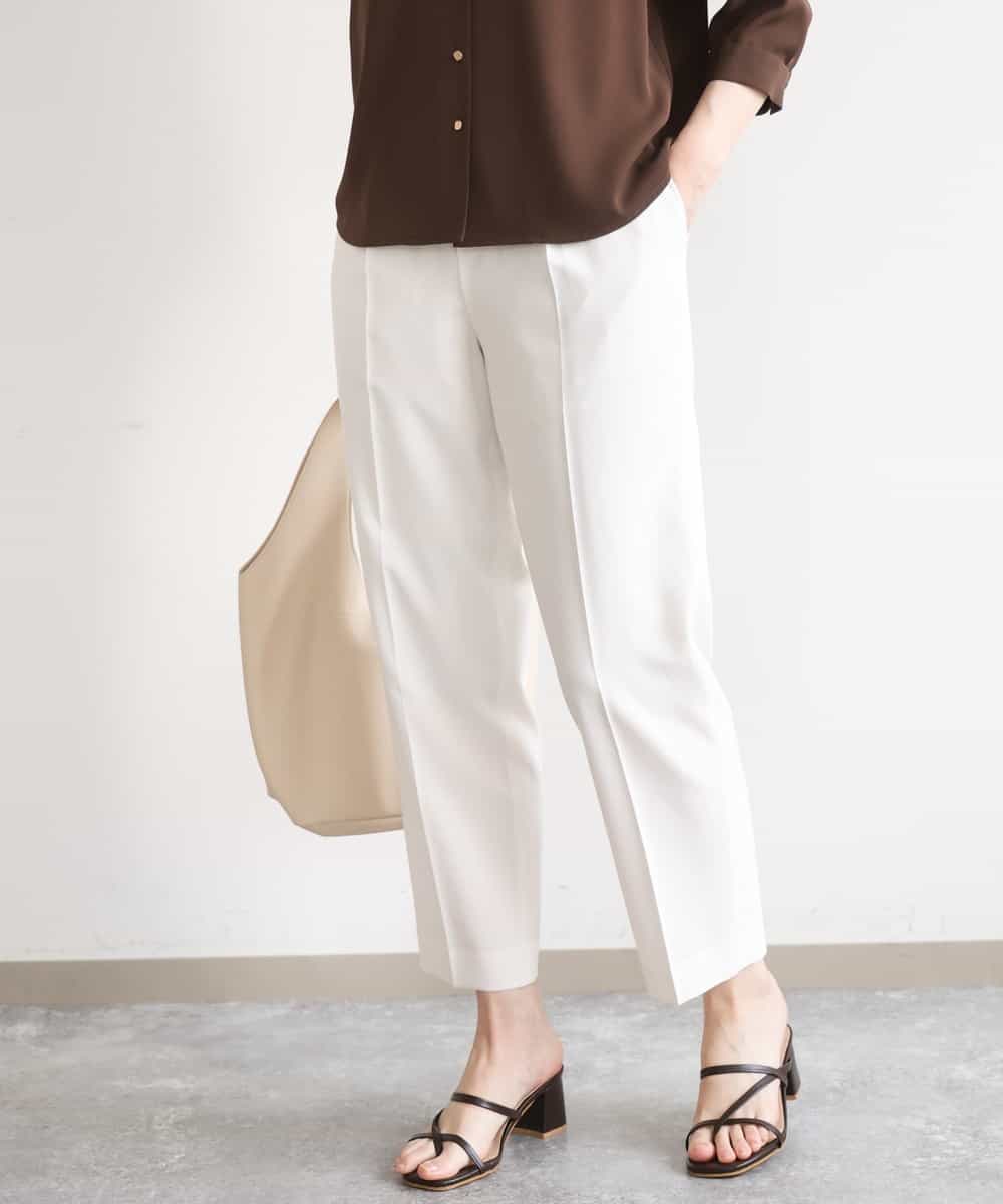 FILGD24090 OFUON le MK(オフオン　ル　エムケー) プルオンストレッチテーパードパンツ/洗濯機で洗える ホワイト