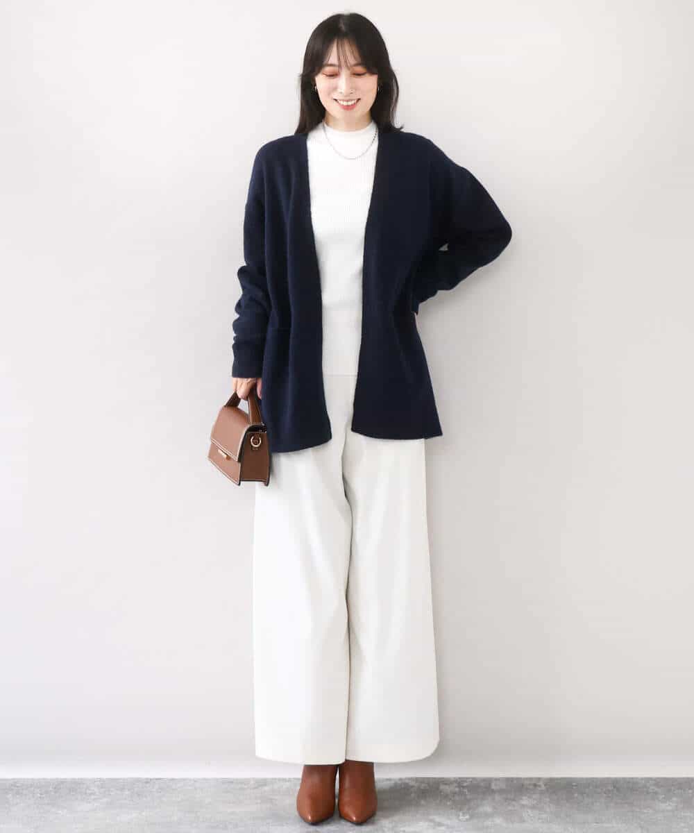 FISAD23070 OFUON le MK(オフオン　ル　エムケー) ソフト起毛ニットカーディガン/洗える/WEB限定サイズあり ライトイエロー