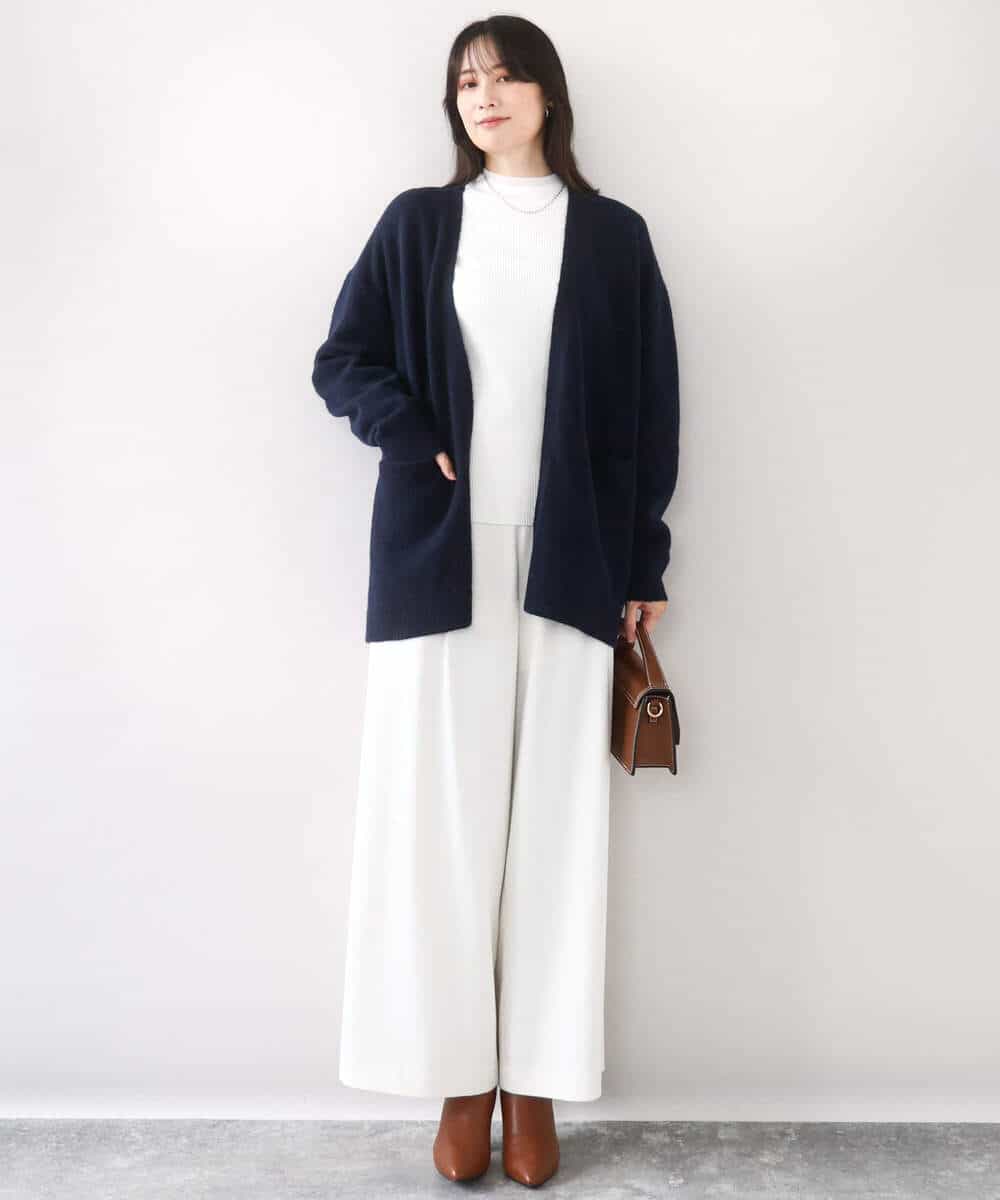 FISAD23070 OFUON le MK(オフオン　ル　エムケー) ソフト起毛ニットカーディガン/洗える/WEB限定サイズあり ライトイエロー