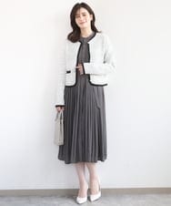 FISDD06090 OFUON le MK(オフオン　ル　エムケー) ラメ入りツイードニットジャケット/洗える/WEB限定サイズあり ホワイト