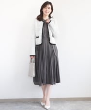 FISDD06090 OFUON le MK(オフオン　ル　エムケー) ラメ入りツイードニットジャケット/洗える/WEB限定サイズあり ホワイト