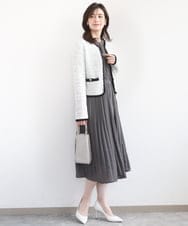 FISDD06090 OFUON le MK(オフオン　ル　エムケー) ラメ入りツイードニットジャケット/洗える/WEB限定サイズあり ホワイト