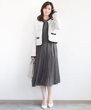 FISDD06090 OFUON le MK(オフオン　ル　エムケー) ラメ入りツイードニットジャケット/洗える/WEB限定サイズあり ホワイト