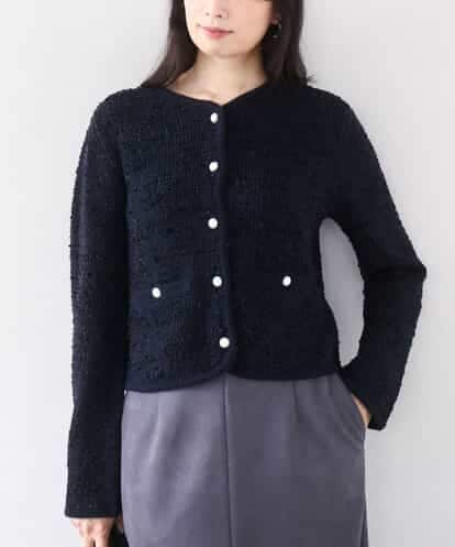 FISDD06090 OFUON le MK ラメ入りツイードニットジャケット/洗える/WEB限定サイズあり