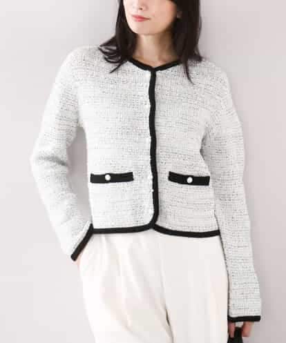 FISDD06090  ラメ入りツイードニットジャケット/洗える/WEB限定サイズあり